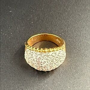 Gold Pave Crystal Dome Ring - Women Jewelry